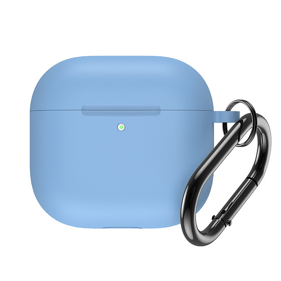 Airpods 4 szilikon tok karabinerrel - világoskék