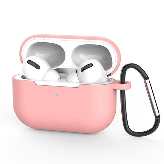 AirPods Pro 2/AirPods Pro szilikon puha fülhallgató tok + kulcstartó homár csattal függesztve rózsaszín (D tok)
