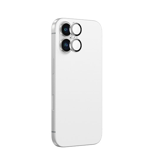 AmazingThing AR alumínium 2 lencsés üveg kamerakerettel iPhone 16 / 16 Plushoz - fehér