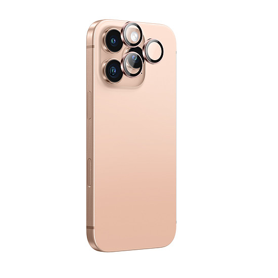 AmazingThing AR alumínium 3 lencsés üveg kamerakerettel iPhone 16 Pro / 16 Pro Max készülékhez - rozéarany