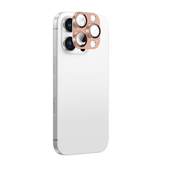AmazingThing repüléstechnikai minőségű ötvözetből készült edzett üveglencse iPhone 16 Pro / 16 Pro Max kameralencséhez - rozéarany