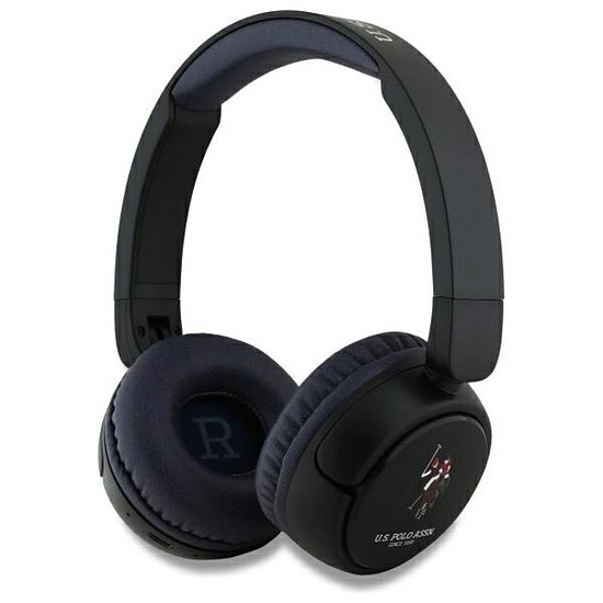 Amerikai Polo Assn DH színes logó - Vezeték nélküli, fülre helyezhető Bluetooth fejhallgató V5.3 fekete (USHPV6PUNK)