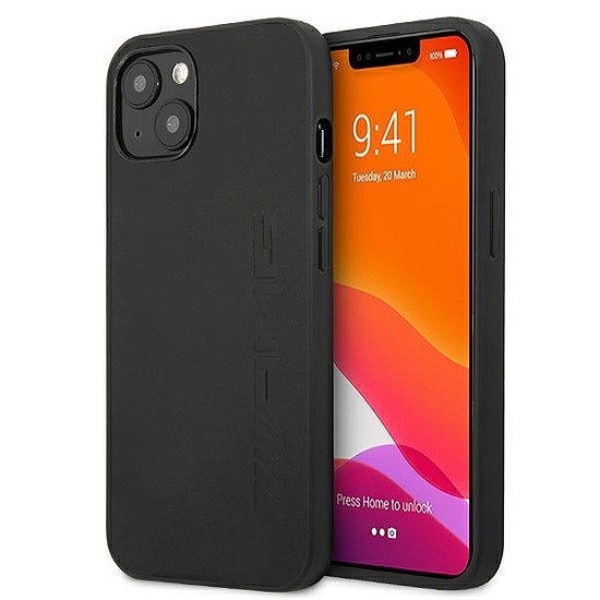 AMG AMHCP13SDOLBK iPhone 13 mini 5.4" fekete/fekete keménytokos bőr forróbélyegzett