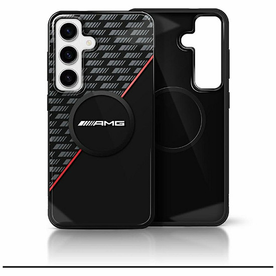 AMG kétrétegű Rhombs MagSafe tok Samsung Galaxy S25-höz - fekete/piros