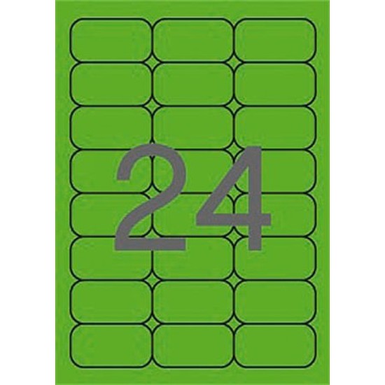 Apli 02873 64x33,9mm 3 pályás lézer etikett kerekített sarkú neon zöld 24 címke/ív 20ív/csomag