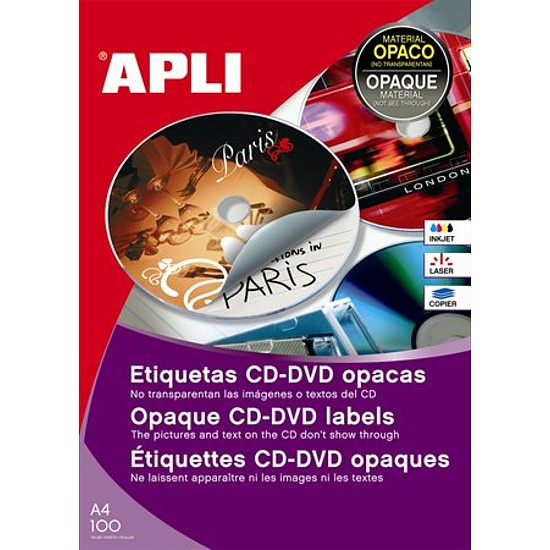 Apli 10166 univerzális CD DVD címke külső átmérő 114mm belső átmérő 41mm 100ív/csomag