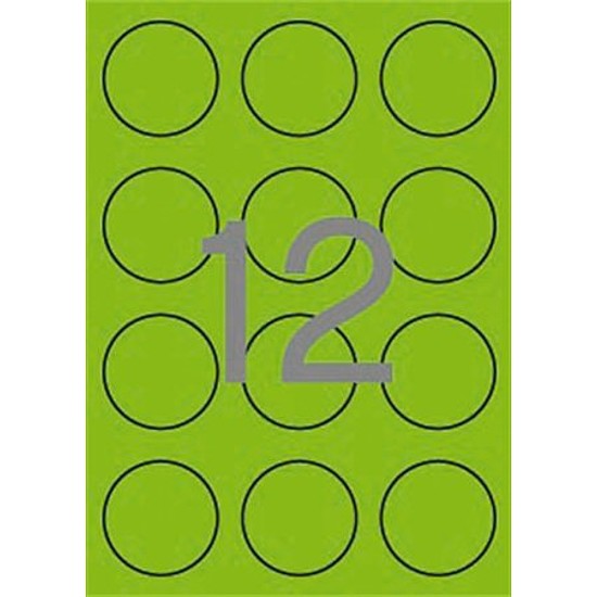 Apli LCA2869 60mm lézer kör etikett címke neon zöld 240 címke/csomag