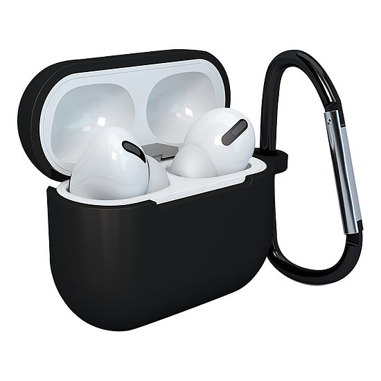 Apple AirPods 3 puha szilikon fülhallgató tok + kapocs, fekete (D tok)