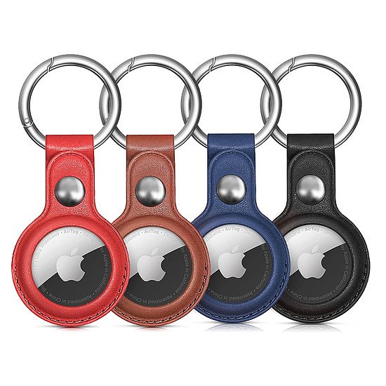 Apple AirTag PU bőrtok - fekete, barna, piros, kék - 4 darab