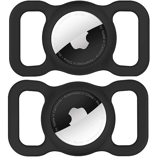 Apple AirTag szilikon tok kutya- vagy macskanyakörvhöz - fekete