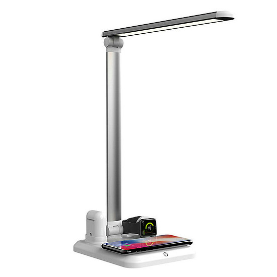 Asztali LED lámpa vezeték nélküli töltőpaddal, 3 fényerő szinttel, fehér (G-N01-WHITE)