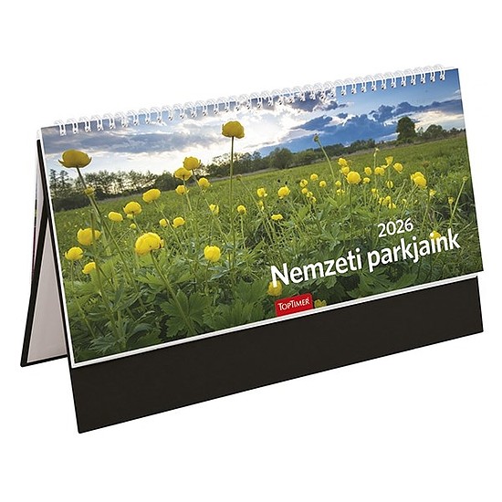 Asztali naptár 2026 képes TOPTIMER T054 álló fehér lapos Nemzeti park fekete