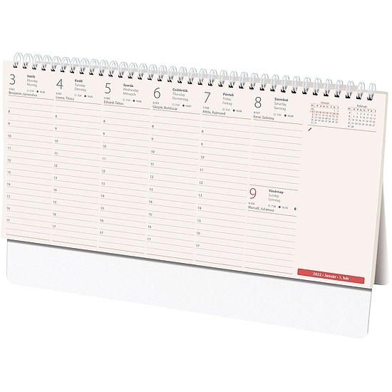 Asztali naptár kép nélküli Kódex 320x150 mm félórás időbeosztás chamois lap álló háttal