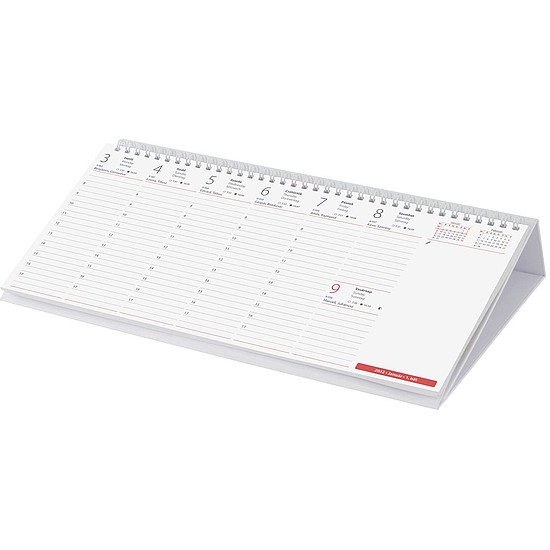 Asztali naptár kép nélküli Oktáv 320x150 mm félórás időbeosztás fehér lap fekvő háttal