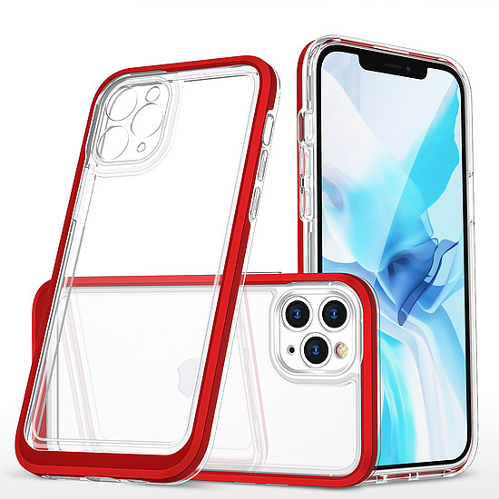 Átlátszó 3 az 1-ben tok iPhone 11 Pro Max Frame Cover Gel Red készülékhez