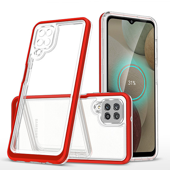 Átlátszó 3 az 1-ben tok Samsung Galaxy A12 5G Frame Gel Cover Red