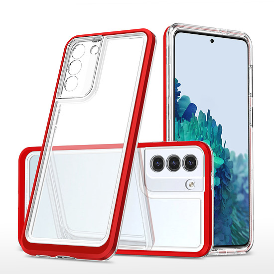 Átlátszó 3 az 1-ben tok Samsung Galaxy S22 Frame Gel Cover Red