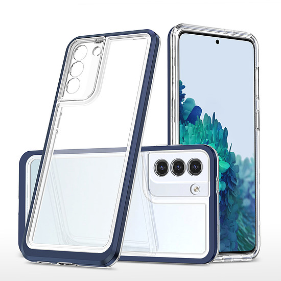 Átlátszó 3 az 1-ben tok Samsung Galaxy S22 Frame Gel Coverhez, kék