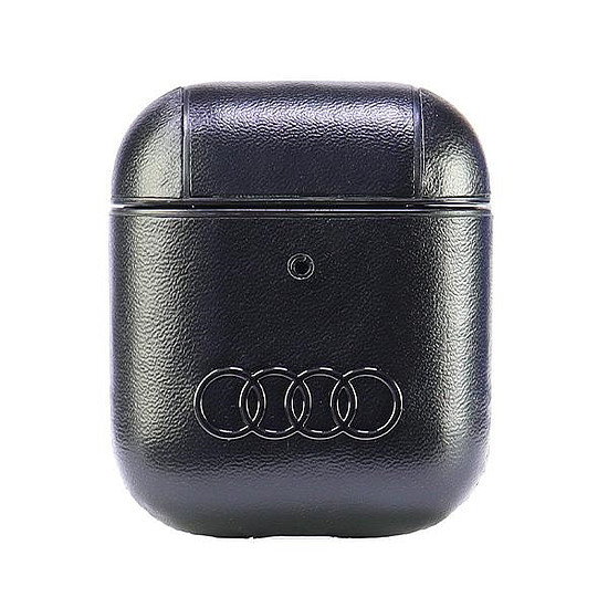 Audi bőr nagy logós tok AirPods 1 / 2 fülhallgatóhoz - fekete