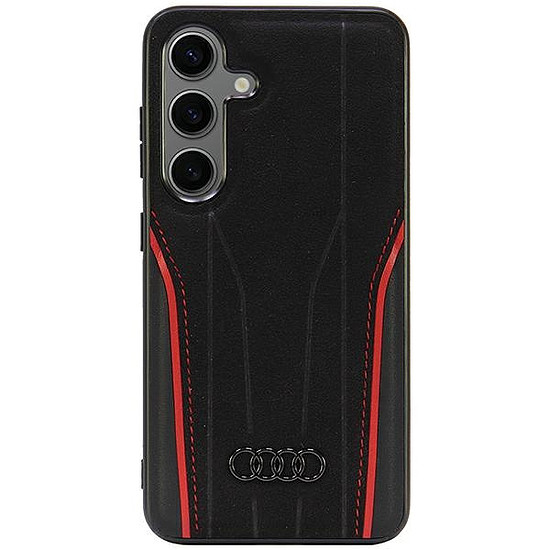 Audi eredeti bőr MagSafe S24 S921 fekete-piros keménytok AU-TPUPCS24-R8/D3-RD