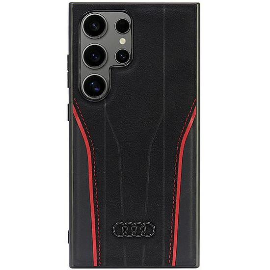 Audi eredeti bőr MagSafe S24 Ultra S928 fekete-piros keménytok AU-TPUPCS24U-R8/D3-RD