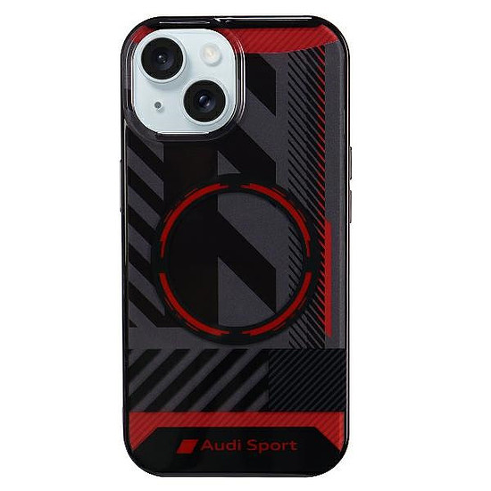 Audi IML Sport MagSafe tok iPhone 15 / 14 Plus Plus 6.7" fekete/fekete keménytok AU-IMLMIP15M-RSQ/D2-BK
