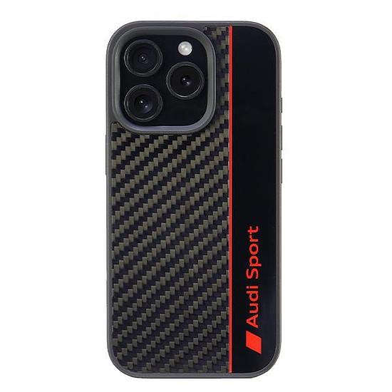 Audi karbonszálas csíkos iPhone 16 Pro 6.3" fekete/fekete keménytok AUS-TPUPCIP16P-R8/D1-BK