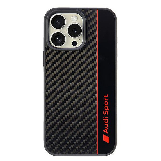 Audi karbonszálas csíkos iPhone 16 Pro Max 6.9" fekete keménytok AUS-TPUPCIP16PM-R8/D1-BK