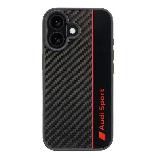 Audi karbonszálas csíkos tok iPhone 16 6.1"-hez - fekete