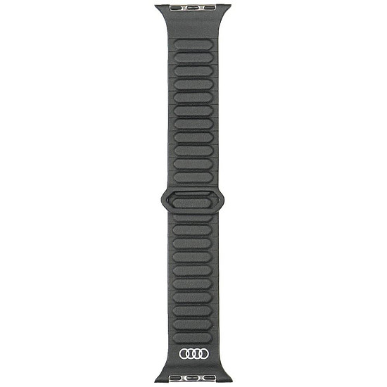 Audi logós műbőr mágneses gyűrűszíj Apple Watch 44/45/46/49 mm-hez - fekete