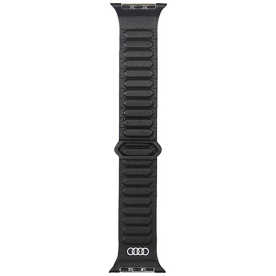 Audi logós valódi bőr mágneses gyűrűszíj Apple Watch 44 / 45 / 46 / 49 mm-hez - fekete