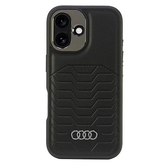 Audi szintetikus bőr MagSafe iPhone 16 6.1" fekete/fekete keménytok AU-TPUPCMIP16-GT/D3-BK