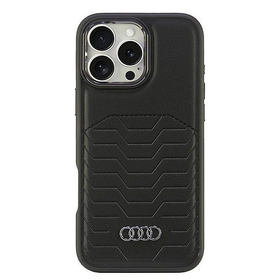 Audi szintetikus bőr MagSafe iPhone 16 Pro Max 6.9" fekete/fekete keménytok AU-TPUPCMIP16PM-GT/D3-BK