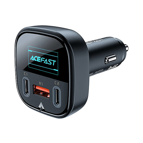 Autós töltő Acefast B5, 101 W, 2x USB-C + USB, OLED, fekete