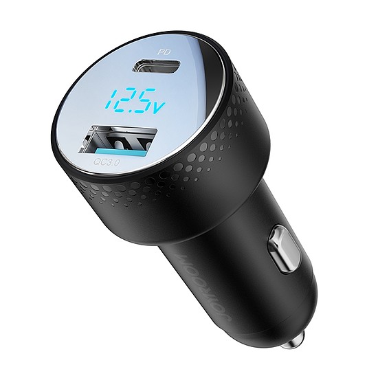 Autós töltő feszültségmérővel 53W (USB C, USB) Joyroom JR-CCD01 fekete