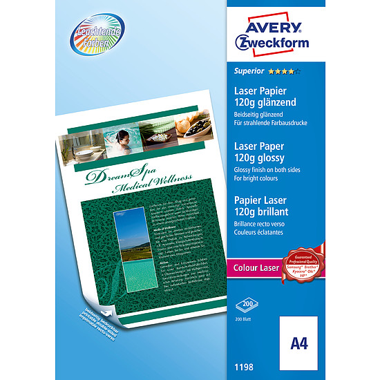 Avery-Zweckform 1198 lézer fotópapír A4 120gr. fényes kétoldalas 200ív