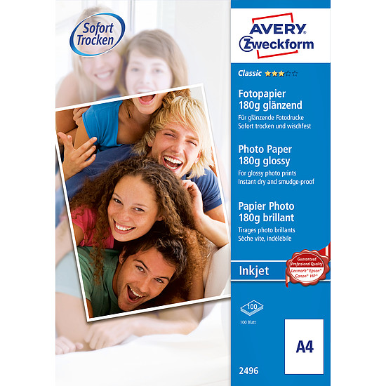 Avery-Zweckform 2496-100 A4 inkjet fényes fotópapír 180gr. 100 ív