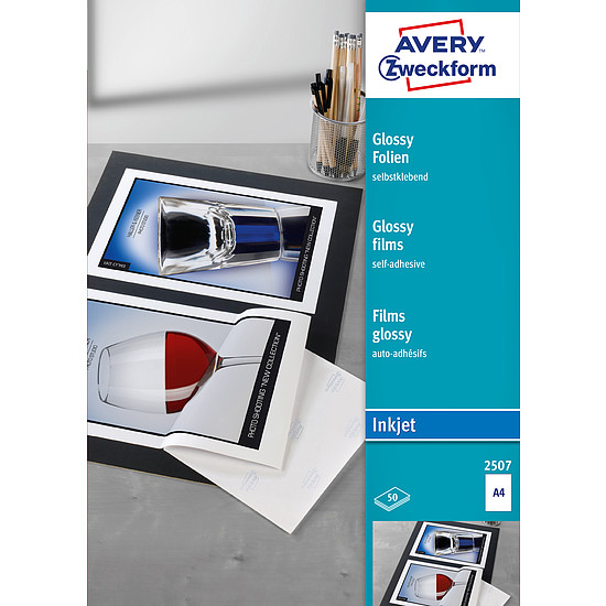Avery-Zweckform 2507 210x297mm tintasugaras fólia öntapadó fényes fehér 50ív/doboz