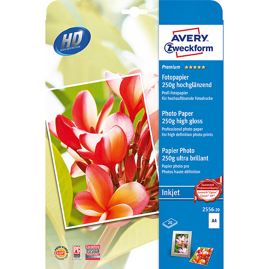 Avery-Zweckform 2556 A4 Prémium extra magas fényű inkjet fotópapír 250gr. 20 ív