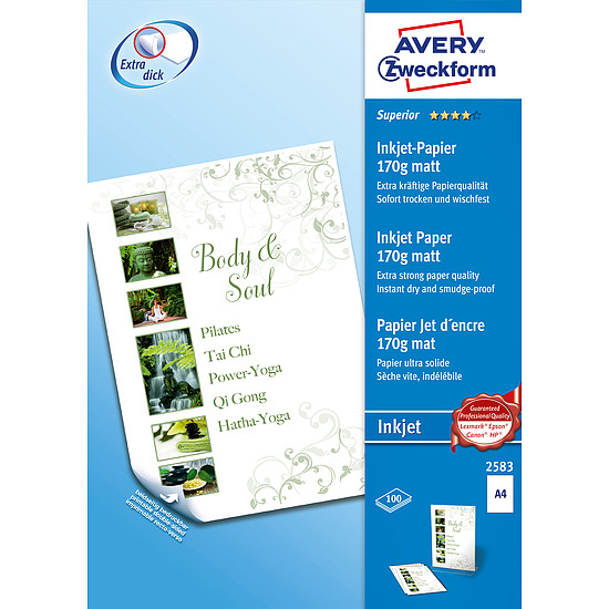 Avery-Zweckform 2583 A4 matt inkjet fotópapír 170gr. 2 oldalas 100 ív