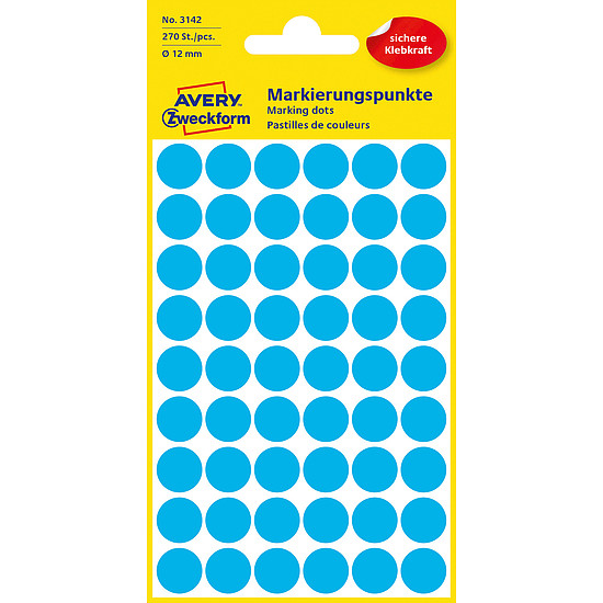 Avery-Zweckform No. 3142 12mm kézzel írható kör etikett címke kék 270 címke/csomag