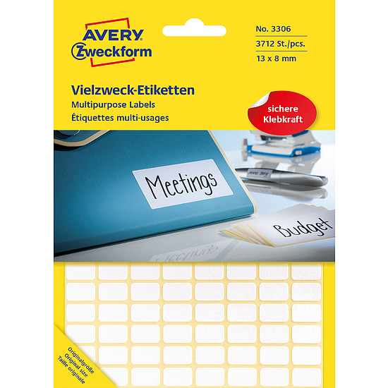 Avery-Zweckform No. 3306 13x8mm kézzel írható etikett címke fehér 3712 címke/csomag