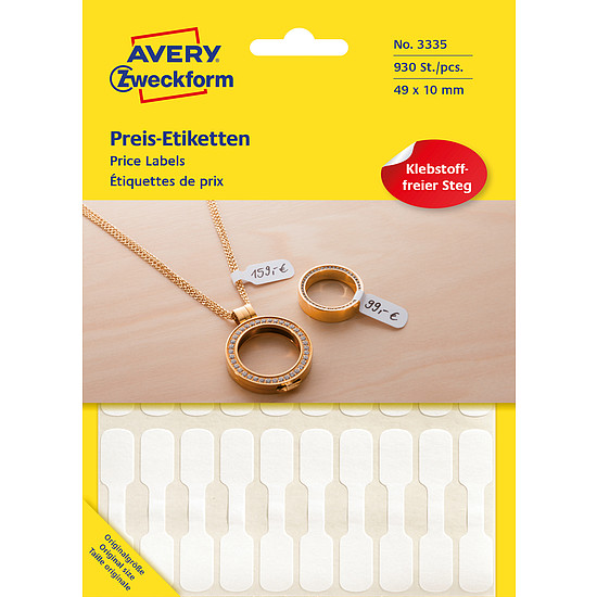 Avery-Zweckform No. 3335 49x10mm kézzel írható ékszercímke 924 címke/csomag