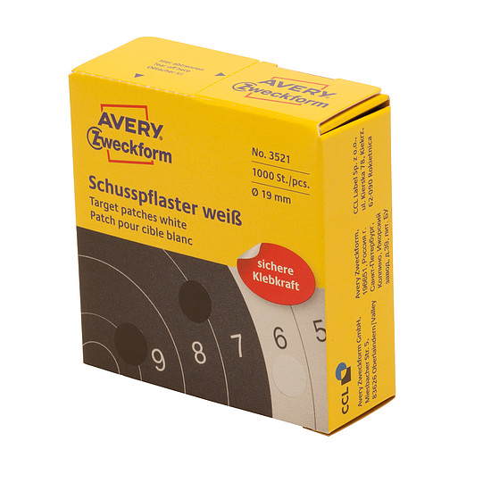 Avery-Zweckform No. 3521 19mm kézzel írható tekercses fehér öntapadó céltábla jelölőcímke 1000db/tekercs