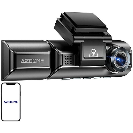 Azdome 550Pro előlapi kamera 4K, hátsó kamera 1080p és belső IR kamera, WiFi 5G/2.4G, GPS, G-Sensor, USB-C + 64 GB memóriakártya (M550Pro USB-C)