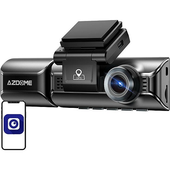 Azdome 550Pro Elülső kamera 4K, hátsó kamera 1080p és belső IR kamera, WiFi 5G/2.4G, GPS, G-Sensor, USB mini + 64 GB memóriakártya (M550Pro)