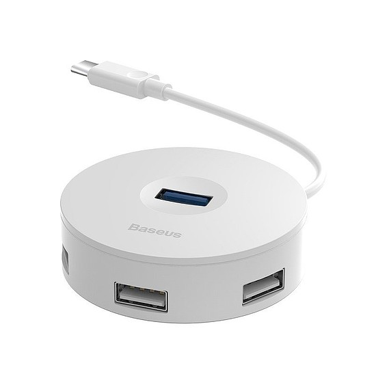 Baseus 4 az 1-ben USB-C hub USB 3.0 + 3x USB 2.0, 15 cm, fehér (CAHUB-G02)