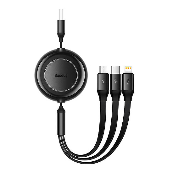 Baseus Bright Mirror 2, 3 az 1-ben USB kábel, Mikro USB / Lightning / USB-C, 3.5 A, 1.1 m fekete (CAMJ010001)