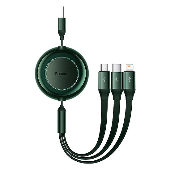 Baseus Bright Mirror 2, 3 az 1-ben USB kábel, Mikro USB / Lightning / USB-C, 3.5 A, 1.1 m zöld (CAMJ010006)