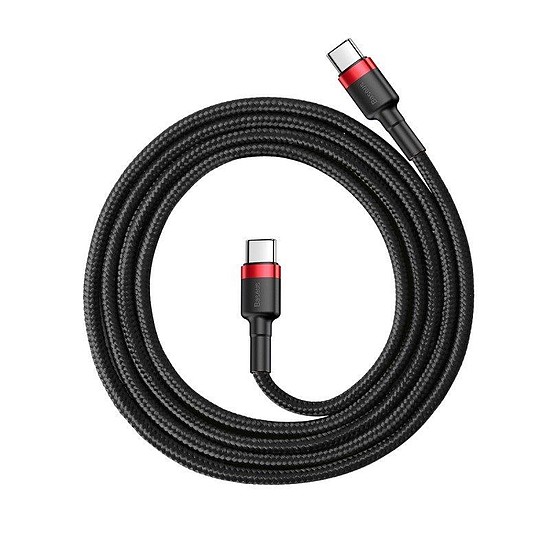 Baseus Cafule PD 2.0 QC 3.0 60 W USB-C - USB-C PD kábel 2 m, fekete-piros (CATKLF-H91)